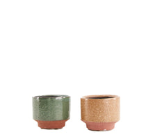 Planter ceramic Ø7.5x6cm Green/Brown Mixed