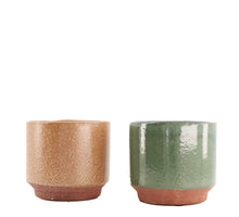 Planter ceramic Ø12.5x11cm Green/Brown Mixed