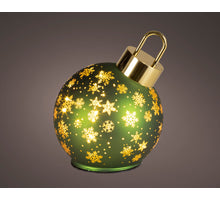 Micro LED draaiende bal glas steady BO binnen groen/warm wit D.14cm x H.18cm