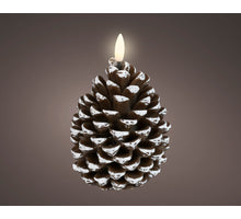 LED kaars wax pinecone fire flame effect binnen bruin/warm wit D.9cm x H.13cm