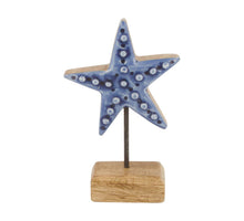 Starfish mango wood 12x5x18cm Blue