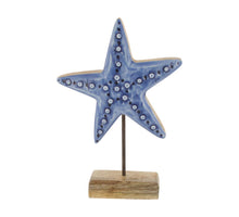 Starfish mango wood 18x5x25cm Blue