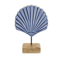 Shell mango wood 14x5x19cm Blue