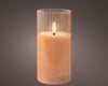LED kaars glas BO binnen roze/warm wit H15 D7,5cm
