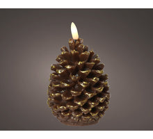 LED kaars Dennenappel wax binnen bruin D8,5 H13,1cm