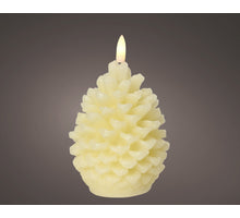 LED kaars Dennenappel wax binnen creme D8,5 H13,1cm