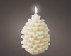 LED kaars Dennenappel wax binnen creme D10,5 H15,6cm