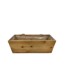 Planter Hanging wood with plastic 38x13x14cm Natural