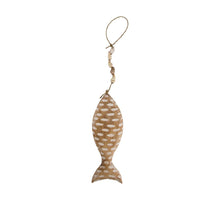 Fish M wood with rope 39x14x2.5cm White-wash