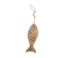 Fish L wood with rope 59x20x2.5cm White-wash