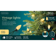 LED vintage lights xl 8 functie twinkel effect buiten groen/soft gold D.2.5cm x L.980cm