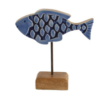 Fish mango wood 18x5x18cm Blue