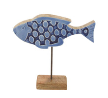 Fish mango wood 25x5x25cm Blue