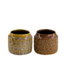 Planter ceramic Ø13x10.5cm Brown/Yellow mix