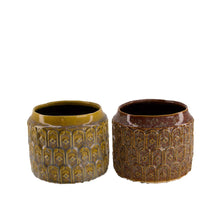 Planter ceramic Ø16.5x13cm Brown/Yellow mix