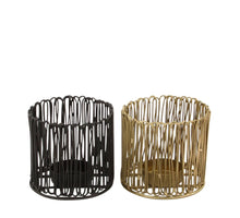 Tealight holder iron Ø8x7.5cm 2 Black/Gold mix