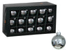 w/b. 30 glassballs/cap silver shiny 57 mm