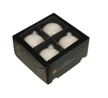 w/b. 4 glassballs/cap white opal 100 mm