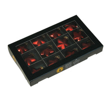 w/b. 12 glass stars/cap dark red combi 40 mm