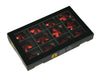 w/b. 12 glass stars/cap dark red combi 40 mm