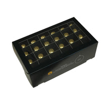 w/b. 48 glassballs/cap bright gold shiny 40 mm