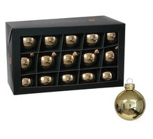 w/b. 30 glassballs/cap bright gold shiny 57 mm