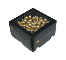 w/b. 144 glassballs/wire bright gold shiny 25 mm