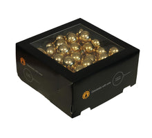 w/b. 72 glassballs/wire bright gold shiny 30 mm