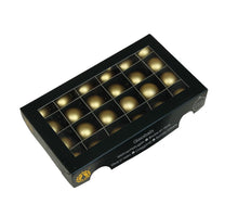 w/b. 24 glassballs/cap bright gold mat 25 mm