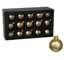w/b. 30 glassballs/cap bright gold mat 57 mm