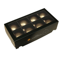 w/b. 8 glassballs/cap bright gold mat 80 mm
