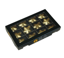 w/b. 12 glass stars/cap bright gold mat 40 mm