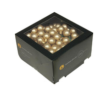 w/b. 144 glassballs/wire bright gold mat 25 mm