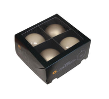 w/b. 4 glassballs/cap champagne combi 100 mm