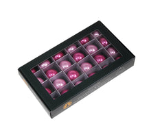 w/b. 24 glassballs/cap pink opal 25 mm