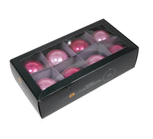 w/b. 8 glassballs/cap pink opal 80 mm