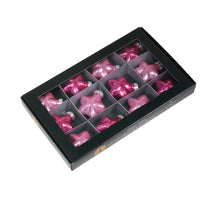 w/b. 12 glass stars/cap pink opal 40 mm