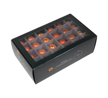 w/b. 48 glassballs/cap mandarin 40 mm