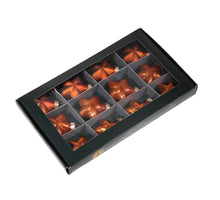 w/b. 12 glass stars/cap mandarin 40 mm