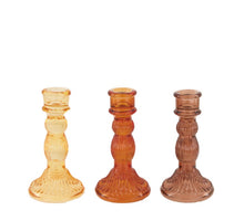 Dinnercandle holder glass Ø8x15.5cm Mixed brown