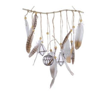 Wbox a 1 feather macrame w gl baubles natural 33x35cm