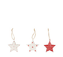 Hanger star metal 7.5x7.5x1cm 2pc in headercard Red mix