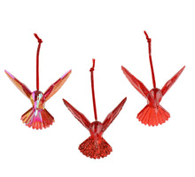 Kolibrie polystyreen transparent, iris, transpa with glitter 3ass rood L.9.5cm x W.7.1cm x H.9cm