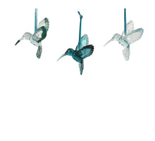 Kolibrie polystyreen transparent, iris, transpa with glitter 3ass Emerald L.9.5cm x W.7.1cm x H.9cm