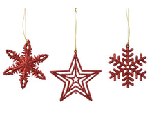 Hang figuren plastic 3 assortie rood 10x10cm