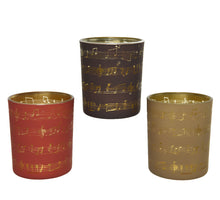 Tealight holder glass matt laser musical notes D7 H8.3cm 3 colors assorted