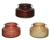 Tealight holder glass relief 3 colors assorted dia12.90 H8.70cm