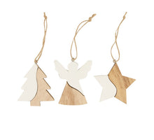 Hanger ceramic with plywood 7.5x0.6x7.5cm 3pc Mixed White