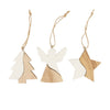 Hanger ceramic with plywood 7.5x0.6x7.5cm 3pc Mixed White