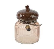 Opbergpot glas bruin dia11.2cm x H.15.2cm